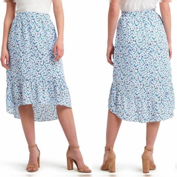 H by Halston Dresses & Skirts - New H by Halston Women's Ditsy Floral Hi-Low Midi Skirt Light & Flowy Fe…